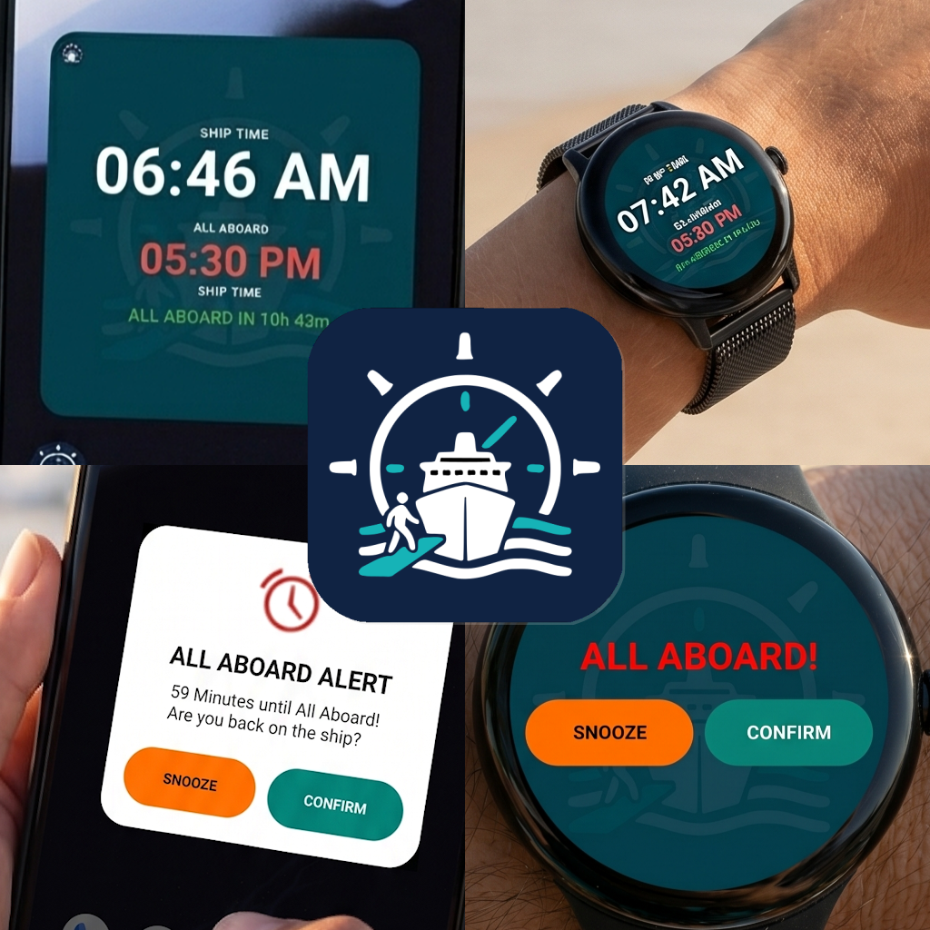 All Aboard on a phone, a watch, and as a home-screen widget